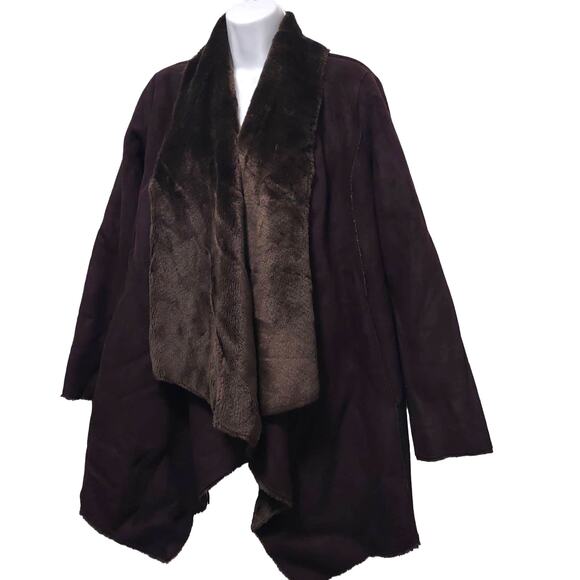 Calvin Klein Open Front Faux Fur Heavy Duty Warm Jacket Night Club Winter Snow - Picture 11 of 16